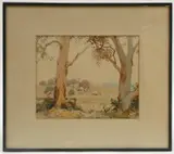 J.W. Roach, Pastoral Landscape, watercolour