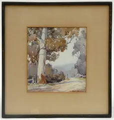 J.W. Roach, Country Lane, watercolour