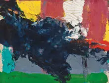 Franz Kline, Over Green, 1958, Oil and collage on paper attached to board