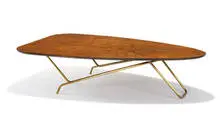 Greta Grossman, Rare occasional table, 1952, Walnut, plated stainless steel