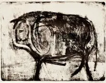 Nathan Oliveira, Bull, 1956, Monoprint