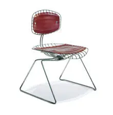 Michel Cadestin, Beaubourg side chair, 1976, Steel wire and rod, leather