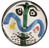 Face No. 130 by Pablo Picasso, 1963, White earthenware clay, decoration in engobes and enamel under glaze, sold Dec 2012