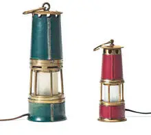 Hermès, Nautical table lamps (2), c. 1940, Leather, brass, Baccarat glass
