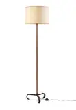 Jacques Adnet, Floor lamp, c. 1950, Leather bound metal, brass, deer antler