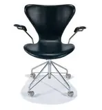 Early desk chair by Arne Jacobsen, 1955, Chrome-plated steel, leather upholstery, sold Dec 2012