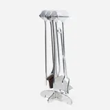 Maison Charles, Fireplace tools, c. 1970, polished steel