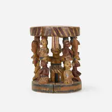Stool by Yoruba, carved and polychromed wood, sold Jul 2021