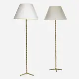 Maison Baguès, Floor lamps, pair, c. 1940, gilt brass, parchment