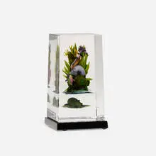 Rick Ayotte, Cube with Heron, Frogs and Turtles, 2002, lampworked glass, polished clear glass