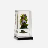 Rick Ayotte, Cube with Heron, Frogs and Turtles, 2002, lampworked glass, polished clear glass