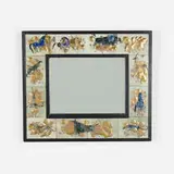 Jean Nison, Mirror, c. 1950, glazed ceramic, mirrored glass, lacquered wood