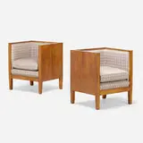 François-Claudius Compte-Calix, Armchairs, pair, c. 1940, maple, upholstery