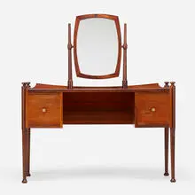 Vanity by Modern, c. 1990, rosewood, mirrored glass, brass, sold Jul 2021