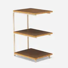 Werner Max Moser, Abstelltisch occasional table, model 71, enameled steel, ash, laminate