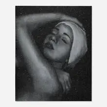 Monumental Shower (Silver) by Carole Feuerman, 2016, screenprint on canvas with diamond dust, sold Jul 2021