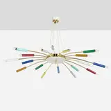 Stilnovo, Chandelier, c. 1955, brass, enameled aluminum