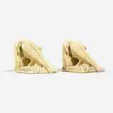 William P. McDonald for Rookwood Pottery, White Opal Glaze large Rook production bookends, pair