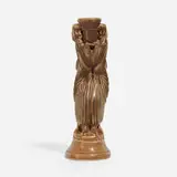 Production Egyptian Figures candlestick by Ernest Bruce Haswell for Rookwood Pottery, sold Aug 2023