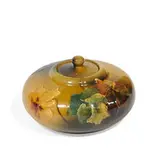 Constance Baker for Rookwood Pottery, earthenware Standard Glaze inkwell with pansy decoration, shape number 418