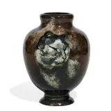 Haviland & Co., earthenware pottery vase featuring the image of a napping cat, shape number 38, France