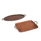 two-handled trays, two: oval tray, #355 and rectangular tray, #356 by Gustav Stickley, sold Apr 2022