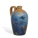 earthenware Limoges style perfume jug with grasses, fired on gold and a single swallow, shape number 61 by Rookwood Pottery, sold Apr 2022