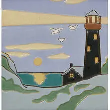 Franklin Tile Co., earthenware lighthouse tile with three dimensional surface