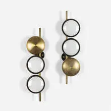 Oscar Torlasco, sconces, pair, c. 1955, brass, frosted glass