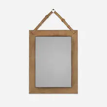 Jacques Adnet, mirror, c. 1950, leather, mirror, brass-plated steel