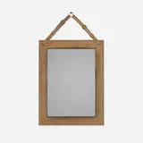 Jacques Adnet, mirror, c. 1950, leather, mirror, brass-plated steel