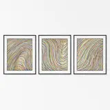 Sol LeWitt, Wavy Lines on Gray (triptych), 1998, woodcut on paper