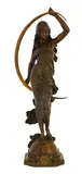 August Moreau, Untitled, an Art Nouveau bronze of a girl holding a crescent moon