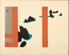 Kawanishi Hide, The Stone Garden, 1959, Color woodcut with embossing on paper; signed
