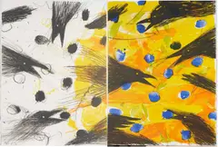 Robert Zakanitch, Jamboree Crows diptych, color lithograph
