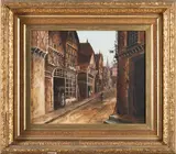 Wesley Webber, Street in Chester, England, oil on canvas