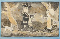 Dorothy Lake Gregory, An Apple for Benjamin Franklin,, Mixed media including pencil, ink, and gouache; signed 'Gregory' lower right and titled on the overmat; framed