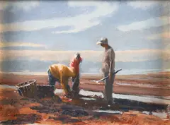 James O'Neil, Clam Diggers, acrylic on Masonite