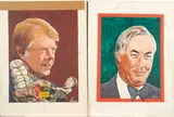Vic Johnson, Set of four political cartoons, acrylic and watercolor on artist's board