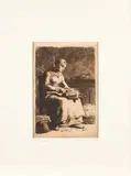 Jean-François Millet, La Cardeuse (Delteil 15; Melot 15), 1855, Etching printed in brown ink on laid paper with illegible watermark; unsigned