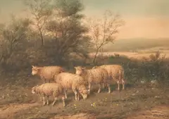 George Riecke, In Quiet Pastures, color lithograph