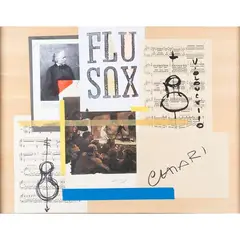 Giuseppe Chiari, "Fluxus", mixed media and collage on panel