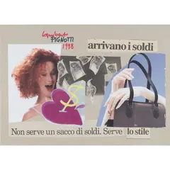 Lamberto Pignotti, "Arrivano i soldi", 1998, collage on cardboard