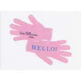 Ben Patterson, "Hello!", 1990, transferable letters on a pair of pink gloves