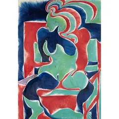 Fritz Baumgartner, "Female Nude", tempera on paper