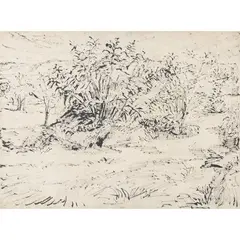 Mirko Basaldella, "Landscape", Indian ink on paper