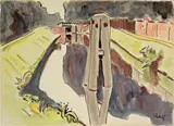 Schleusentor - Neu-Kaliß, Mecklenburg by Karl Schmidt-Rottluff, 1948, Aquarell auf Velin (Wasserzeichen: Original-Universal), sold May 2008