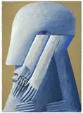 Stahlblaue Figur mit langen Armen by Horst Antes, 1974, Aquatec auf Fabriano-Velin, sold Jun 2012
