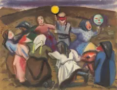 Curt Querner, Kinderkarneval im Erzgebirge, 1954, Aquarell auf Schoellershammer-Papier