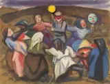 Curt Querner, Kinderkarneval im Erzgebirge, 1954, Aquarell auf Schoellershammer-Papier